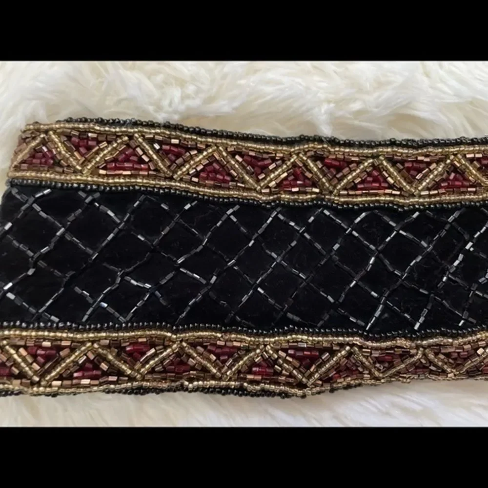Vintage Christian Dior black, brown and gold embellished belt size small/medium